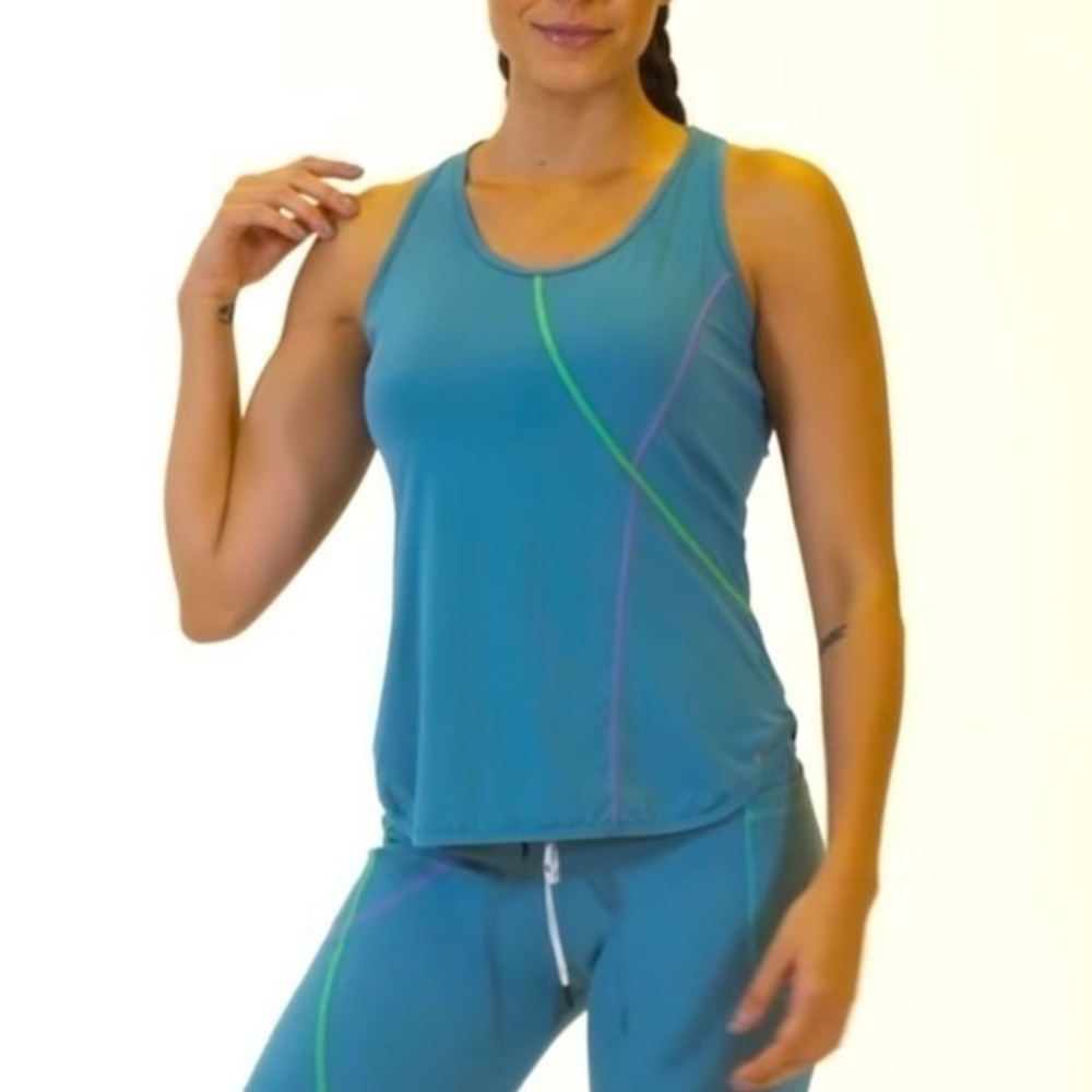 Cajubrasil Magic Regatta Racerback Swimmer Tank Top in Laguna Blue